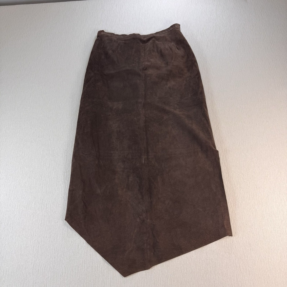 Ventilo Leather Suede Midi Skirt Size 38 Brown Boho Western Coastal Cowgirl
